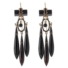 Antique Onyx and Black Enamel Pendant Earrings
