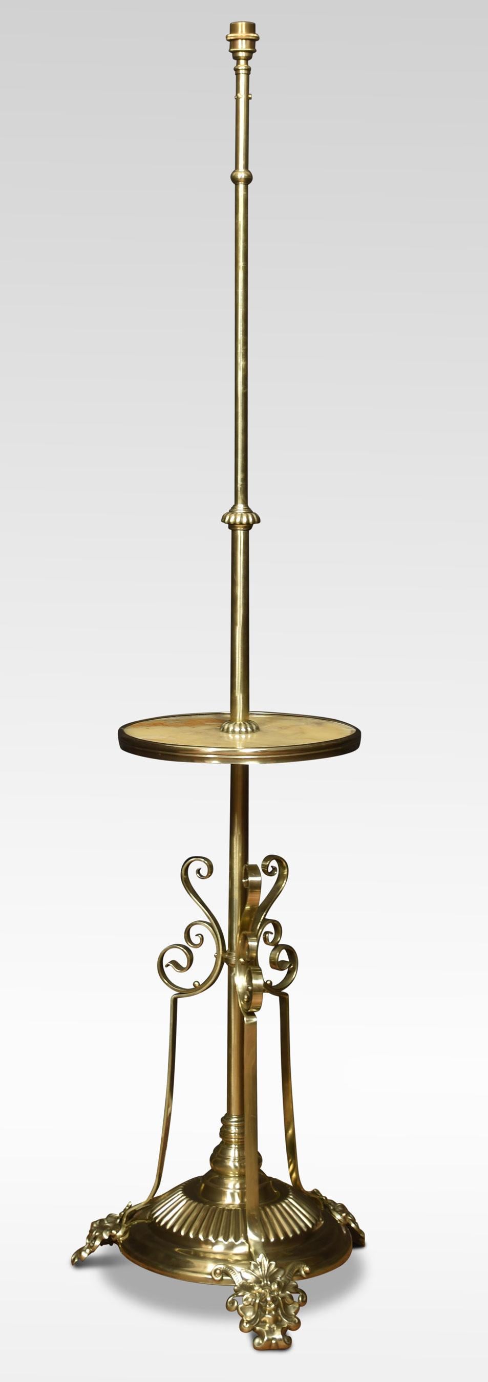 Onyx and Brass Adjustable Standard Lamp In Good Condition For Sale In Cheshire, GB