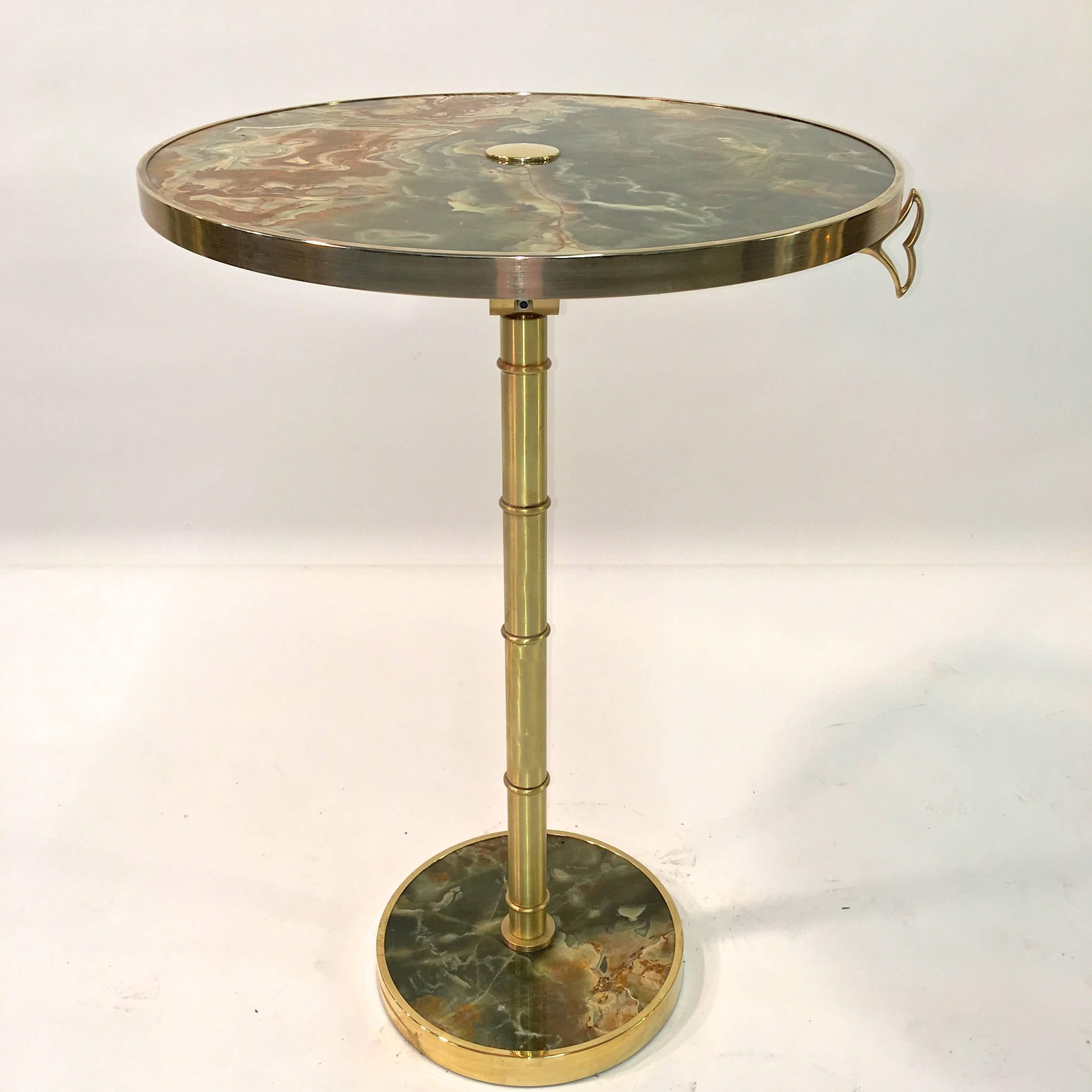Onyx and Brass Bamboo Tilt-Top Table For Sale 7