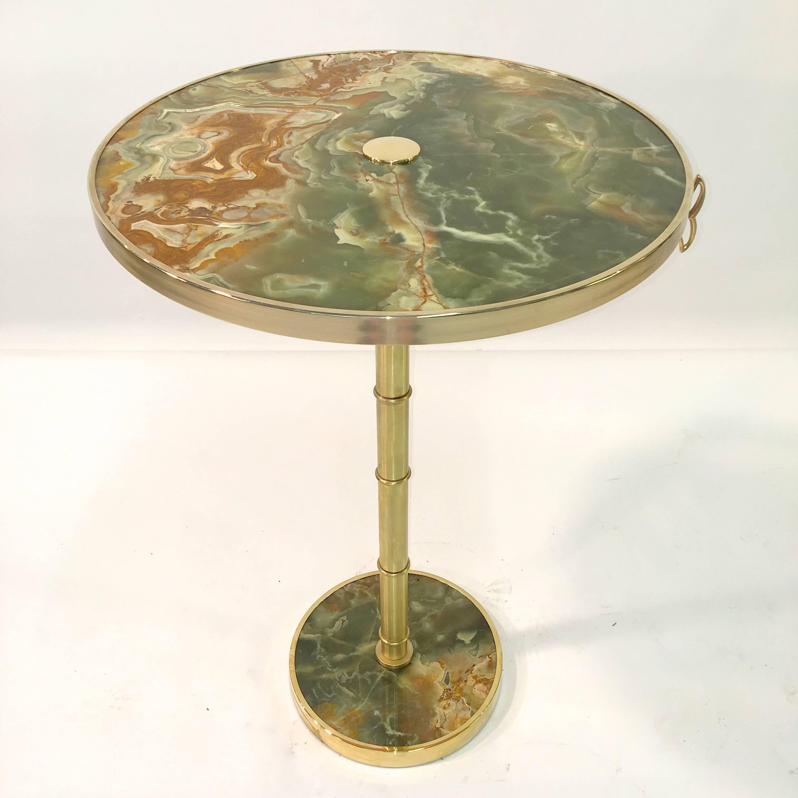 Onyx and Brass Bamboo Tilt-Top Table For Sale 8