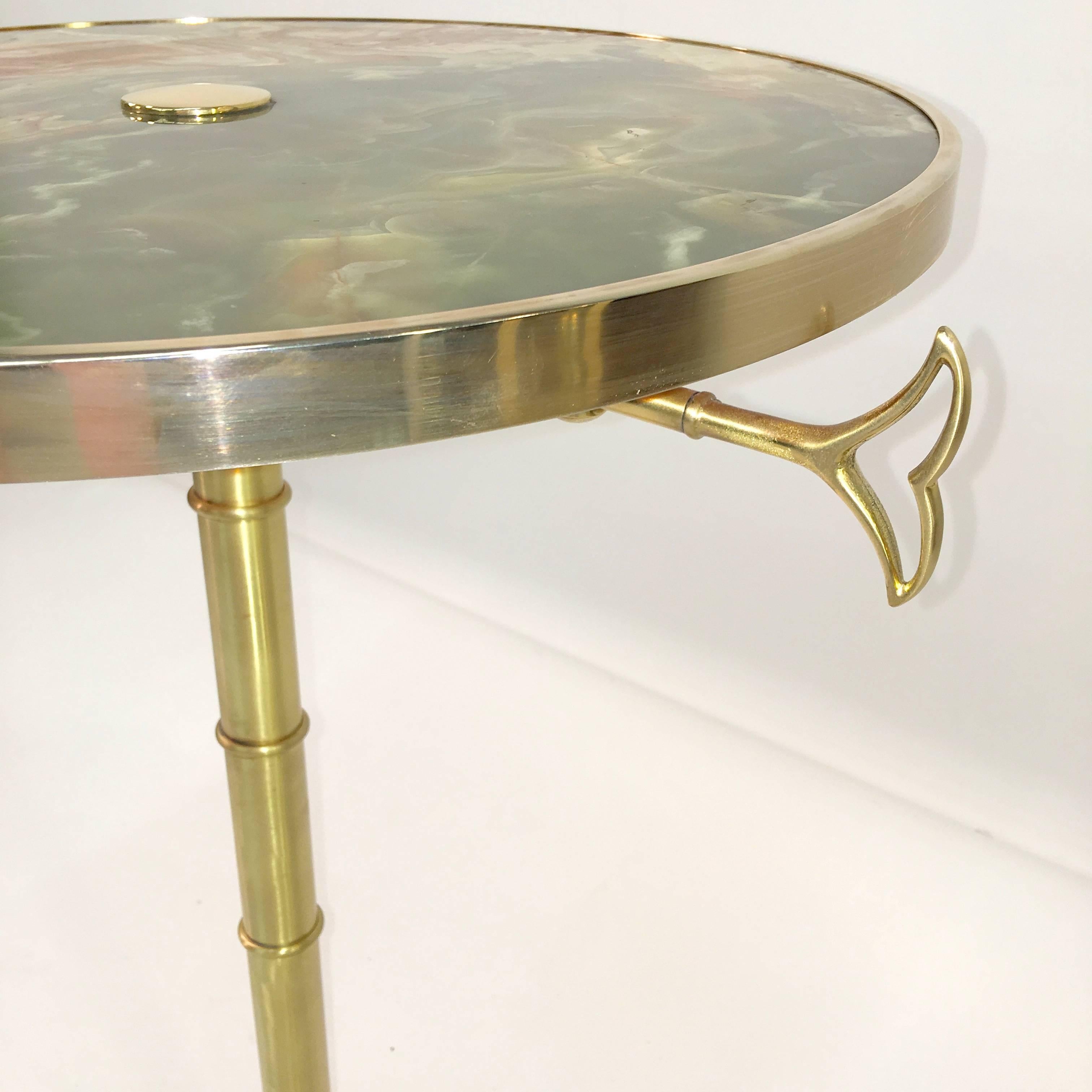 Onyx and Brass Bamboo Tilt-Top Table For Sale 9