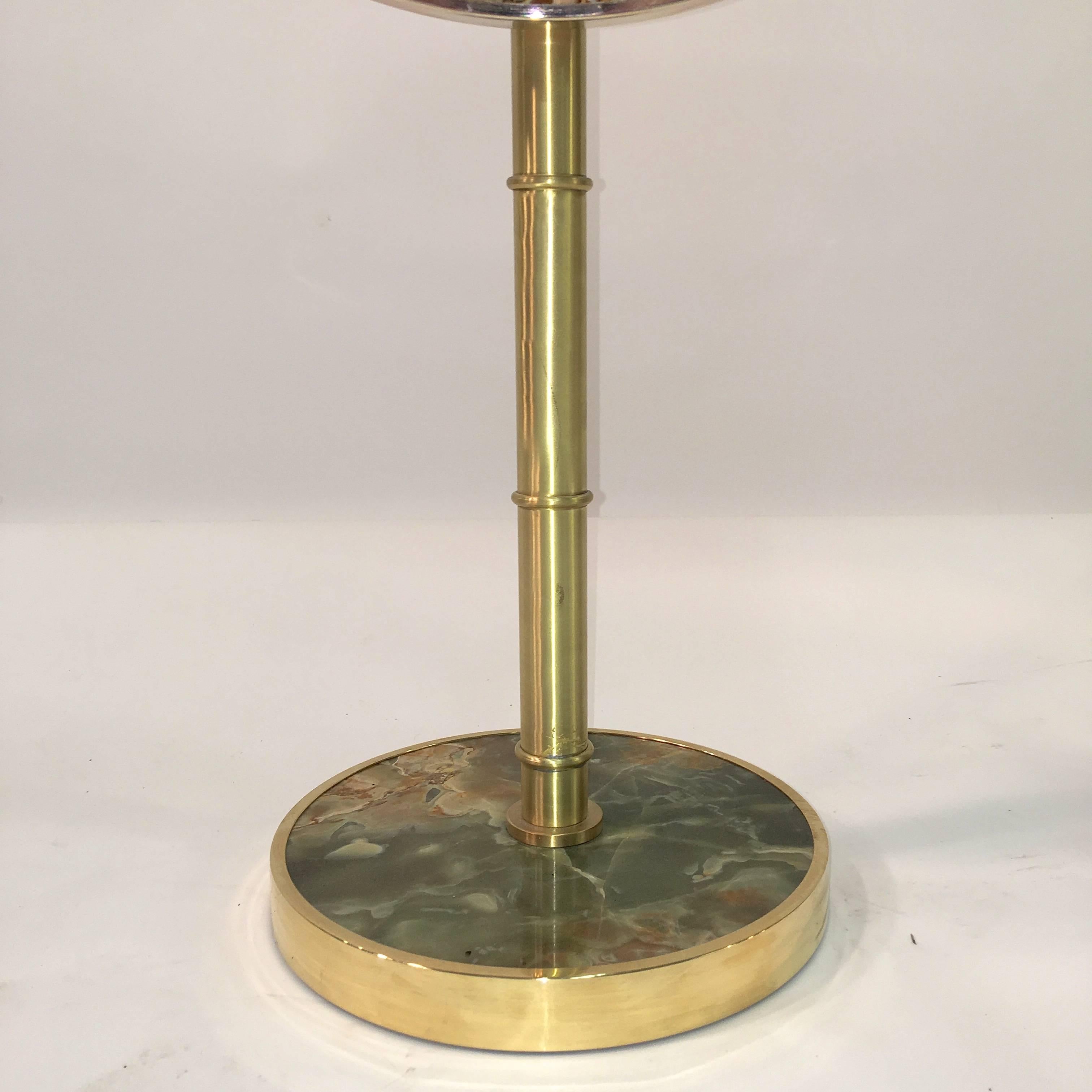 American Onyx and Brass Bamboo Tilt-Top Table For Sale