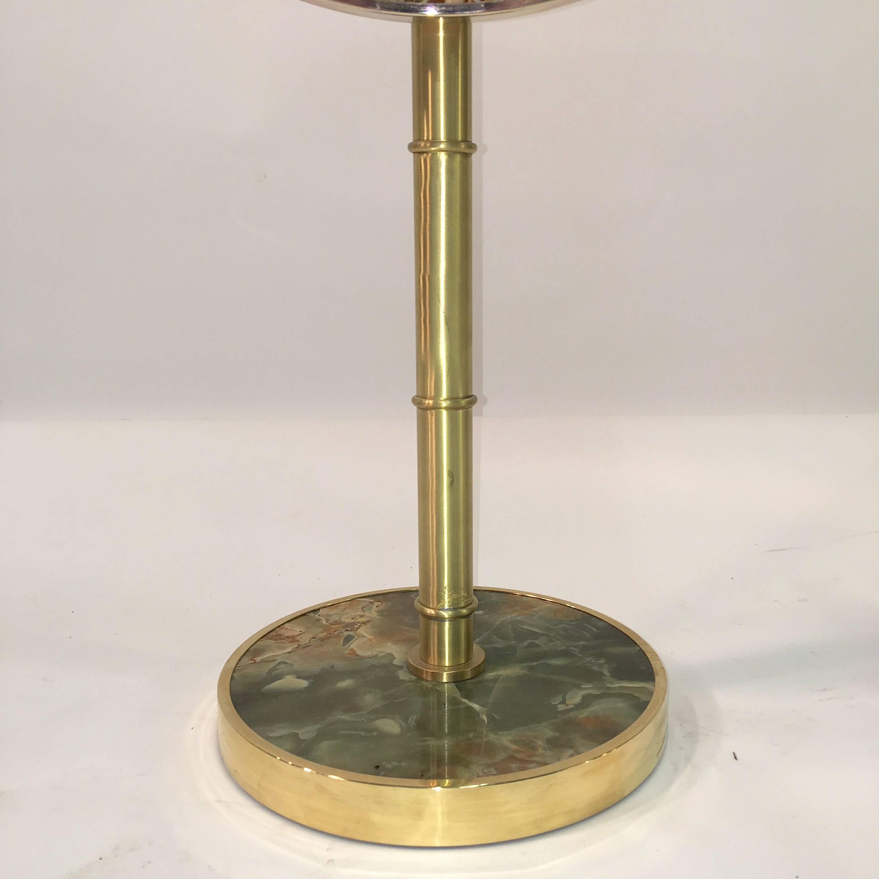 American Onyx and Brass Bamboo Tilt-Top Table For Sale