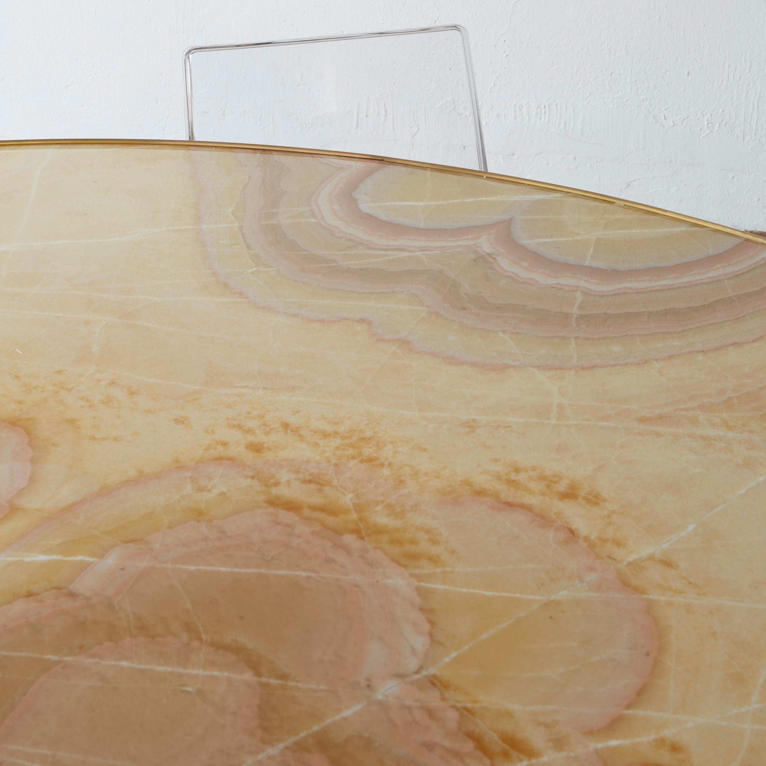 Contemporary Onyx And Brass Satellite Dining Table by Atelier Terrai For Sale