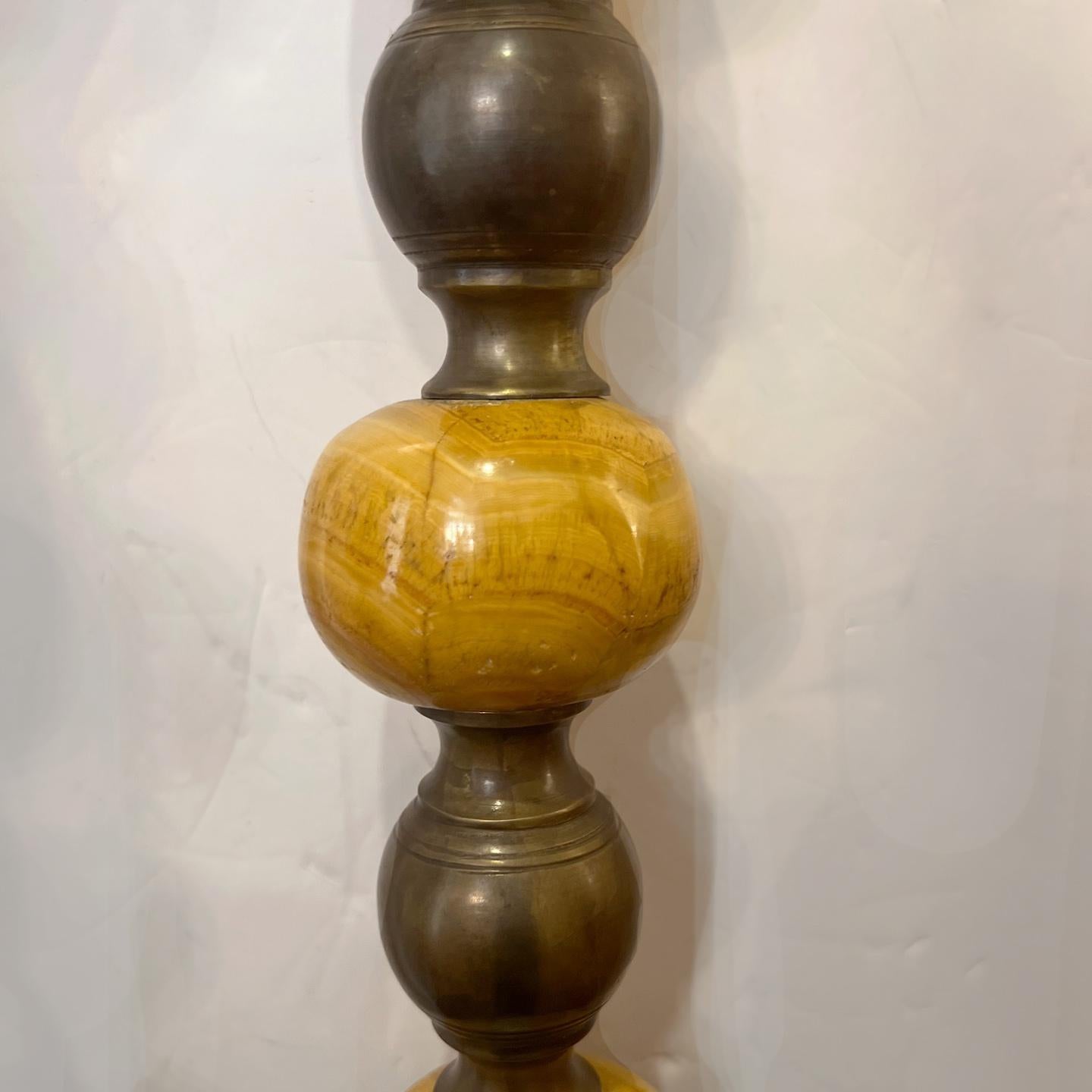 Italian Onyx and Bronze Table Lamps For Sale