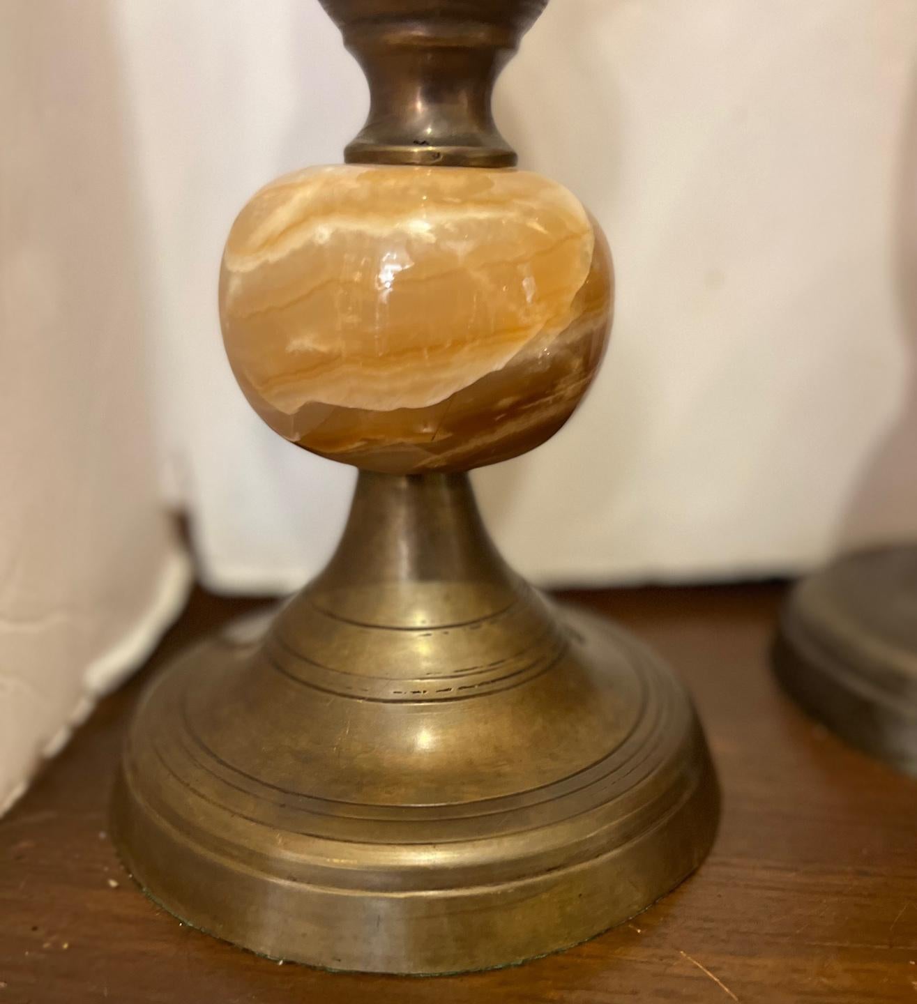 Onyx and Bronze Table Lamps In Good Condition For Sale In New York, NY