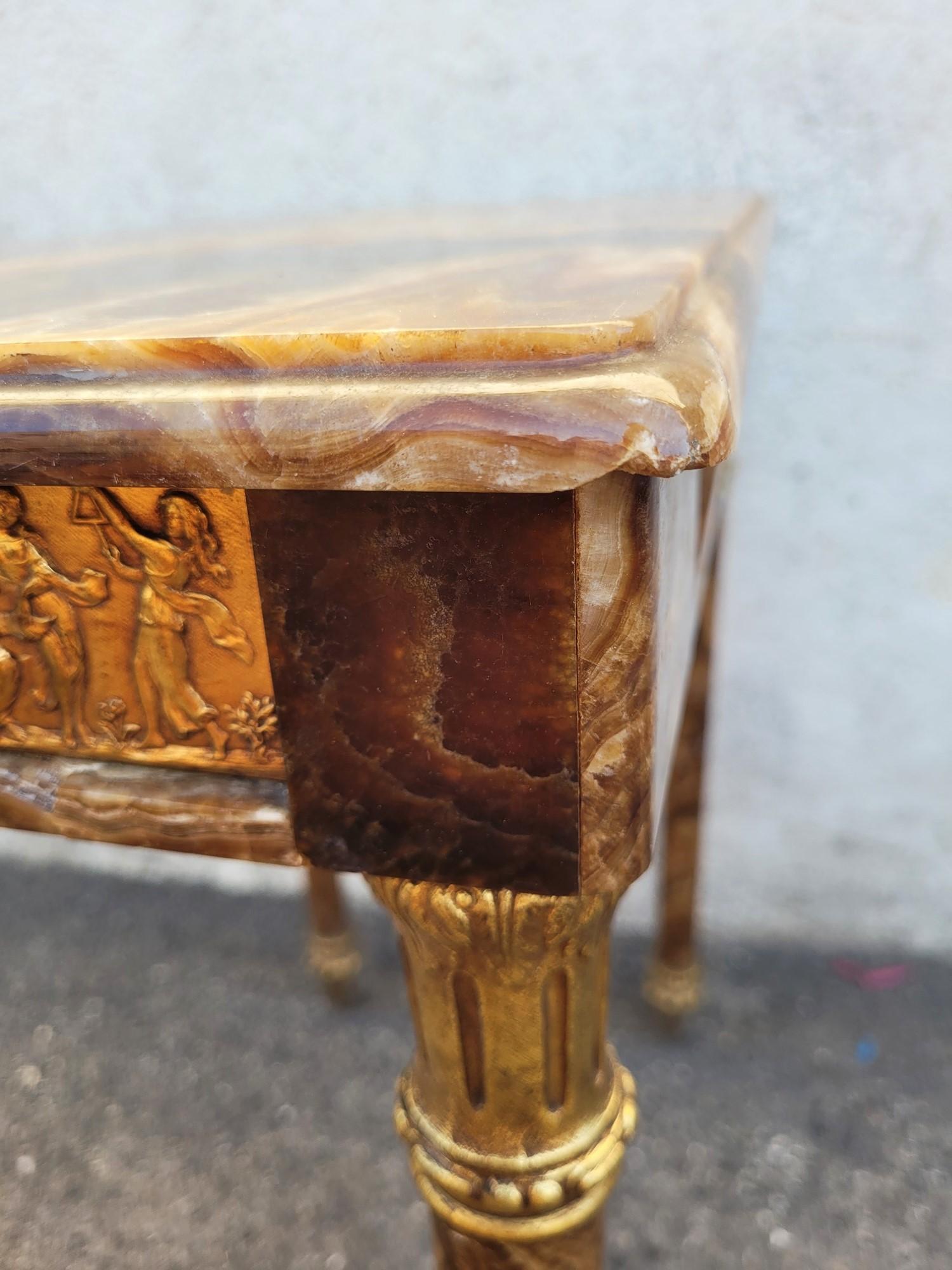 Table en onyx et bronze, pieds rétractables, Napoléon III, XIXe siècle en vente 6