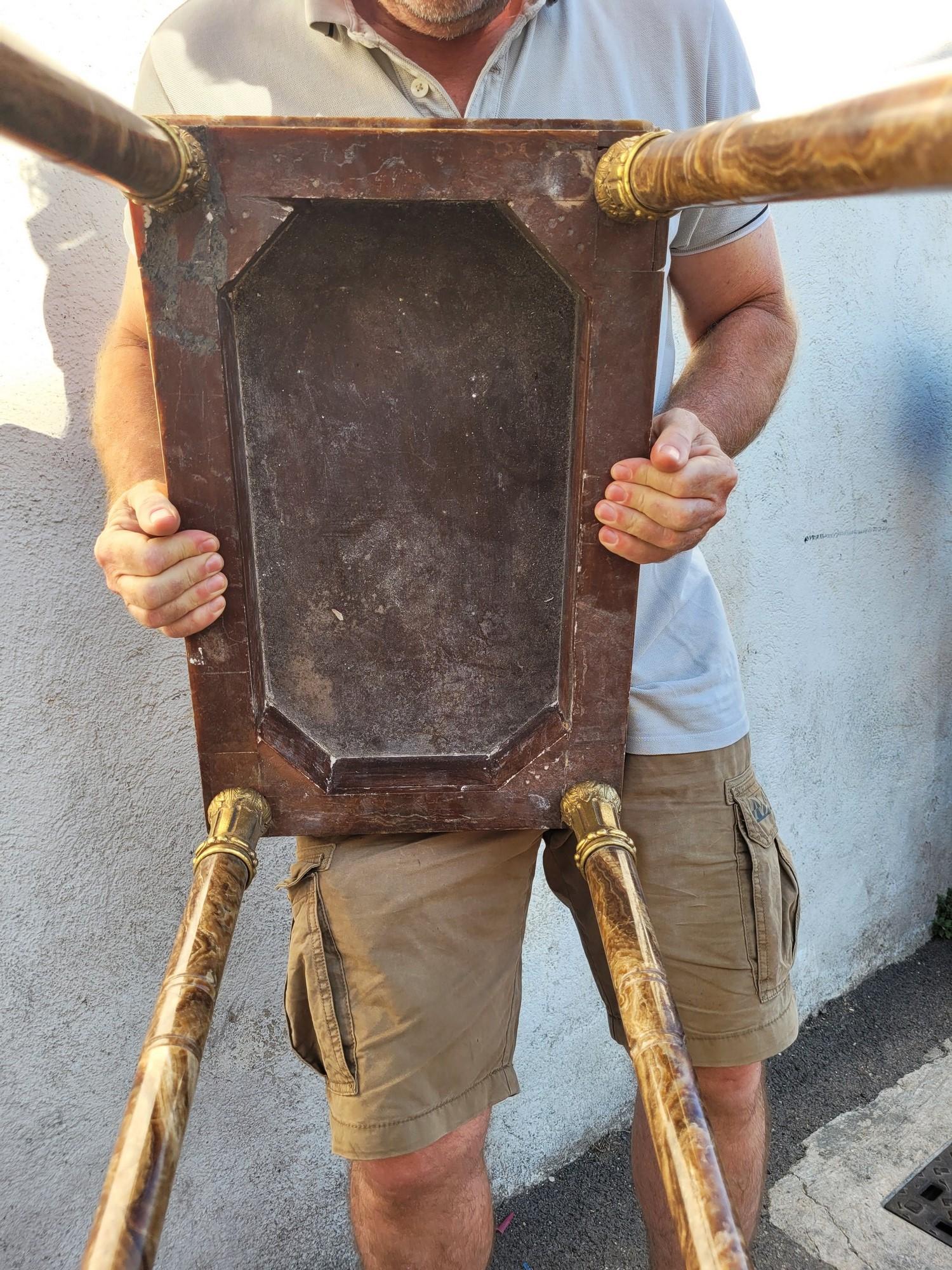 Table en onyx et bronze, pieds rétractables, Napoléon III, XIXe siècle en vente 7