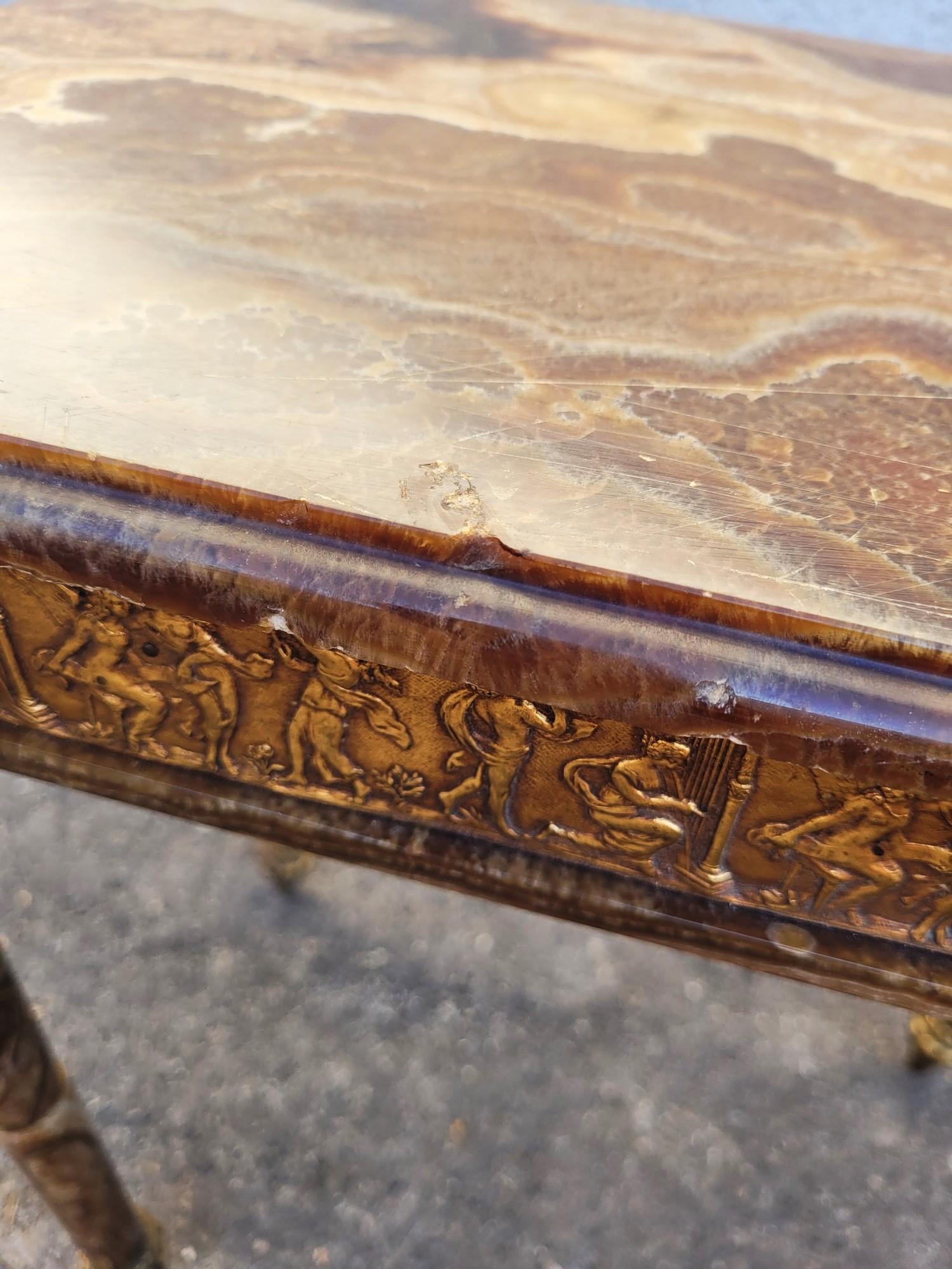 Table en onyx et bronze, pieds rétractables, Napoléon III, XIXe siècle en vente 14