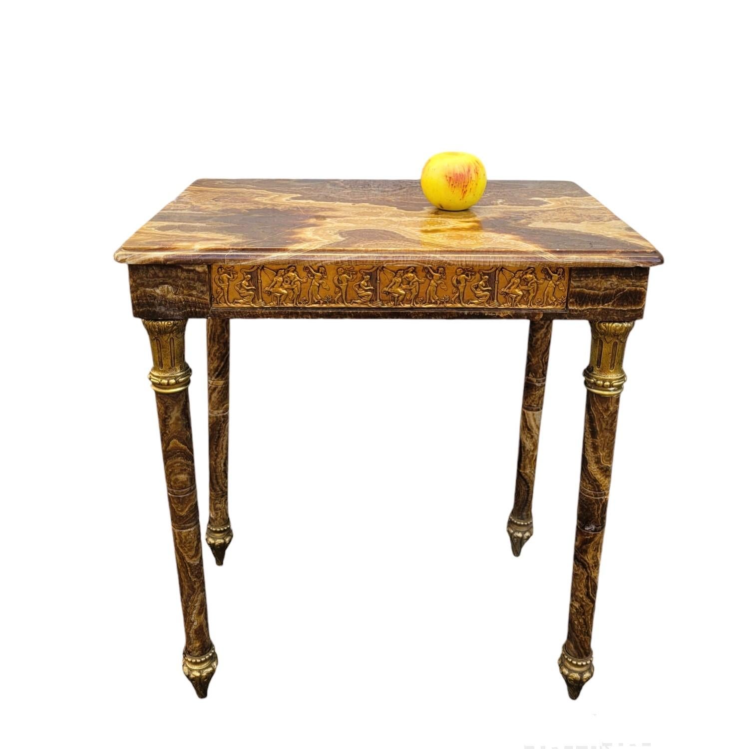 Table en onyx et bronze, pieds rétractables, Napoléon III, XIXe siècle en vente 15