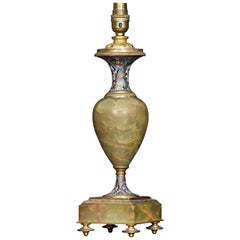 Antique Onyx and Champlevé Table Lamp