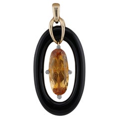 Onyx and Citrine Pendant in 14k Yellow Gold, 12 g