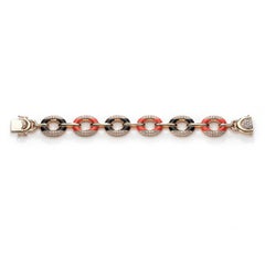 Onyx and Coral Yellow Gold Bracelet