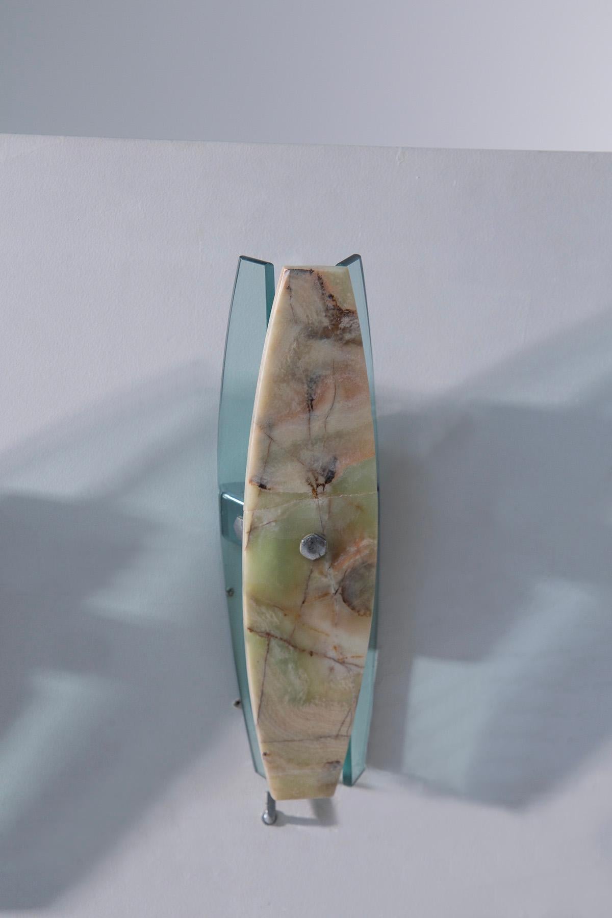 Late 20th Century Onyx and crystal glass sconce and ceiling light set Attr.a Veca in vendita