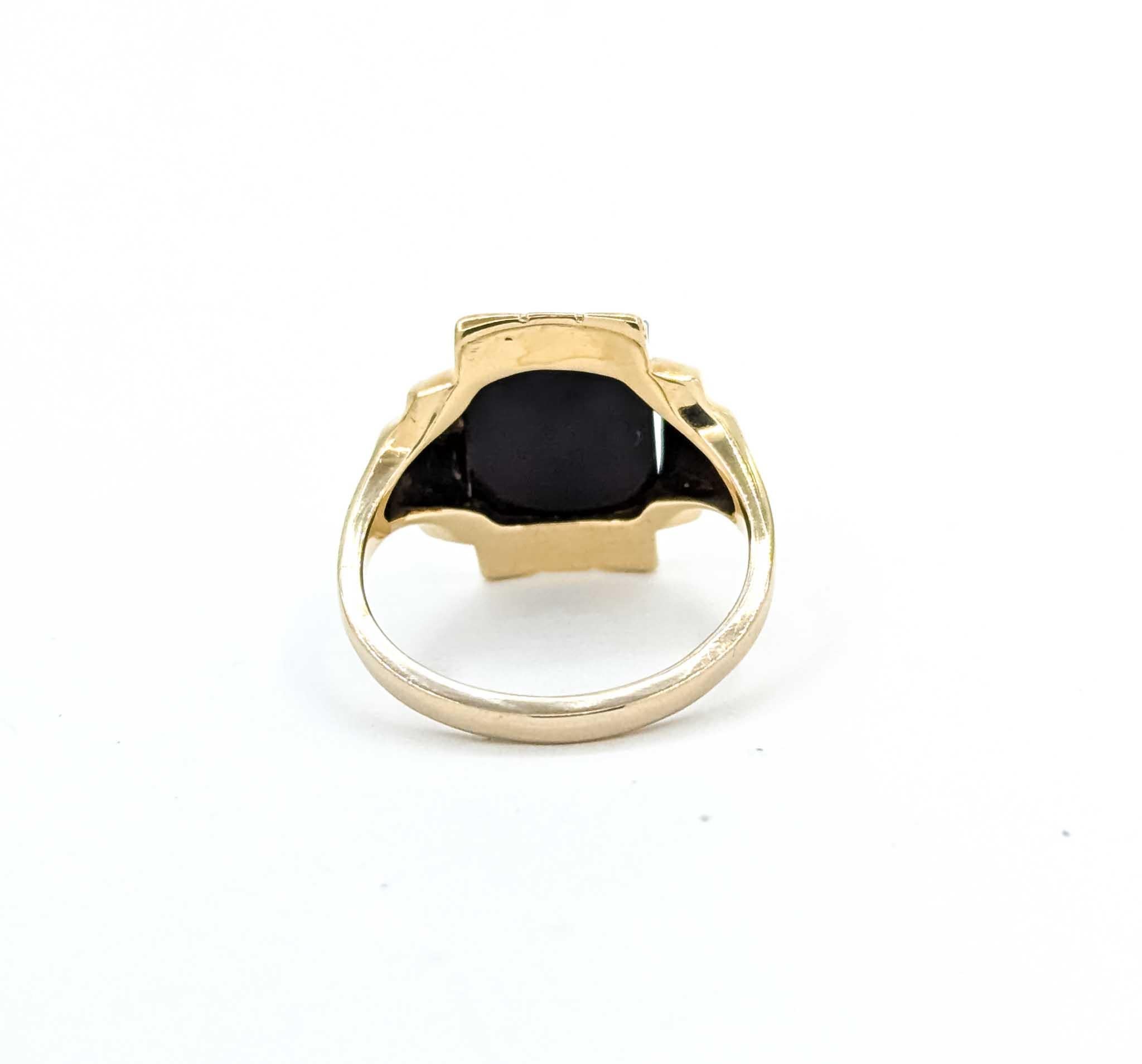 Anello in oro 10k con onice e diamanti in vendita 3