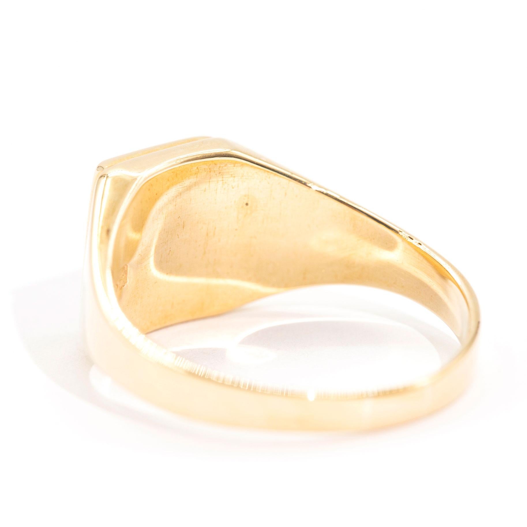 Men's Onyx and Diamond and Mother of Pearl 9 Carat Yellow Gold Men’s Signet Ring