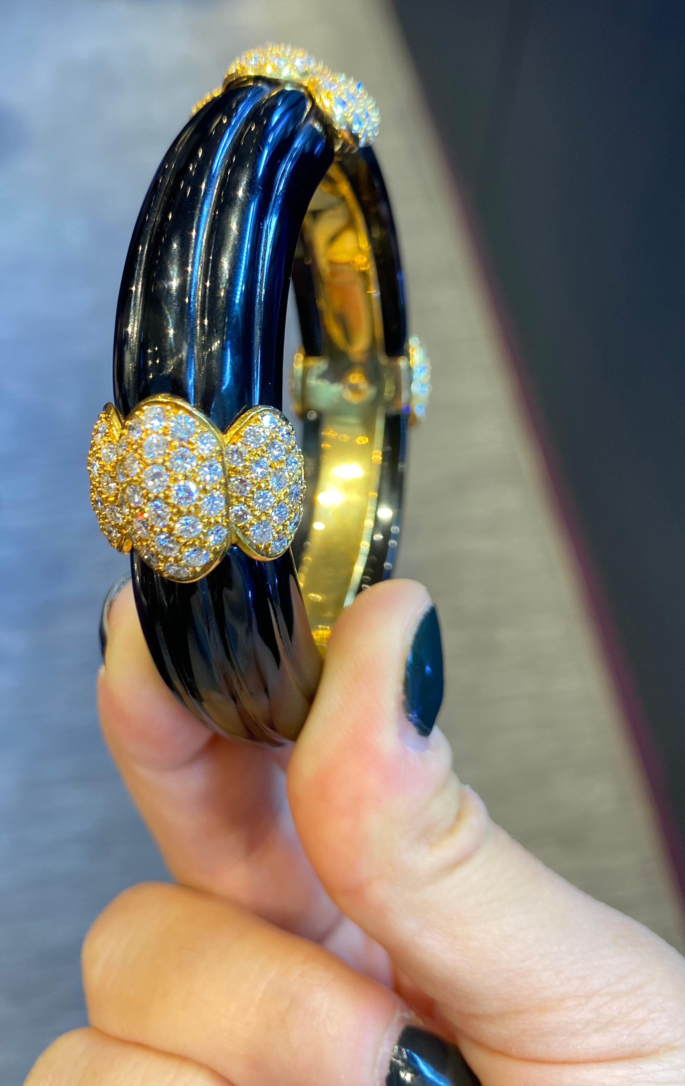 Women's Onyx and Diamond Bangle Bracelet by Van Cleef & Arpels