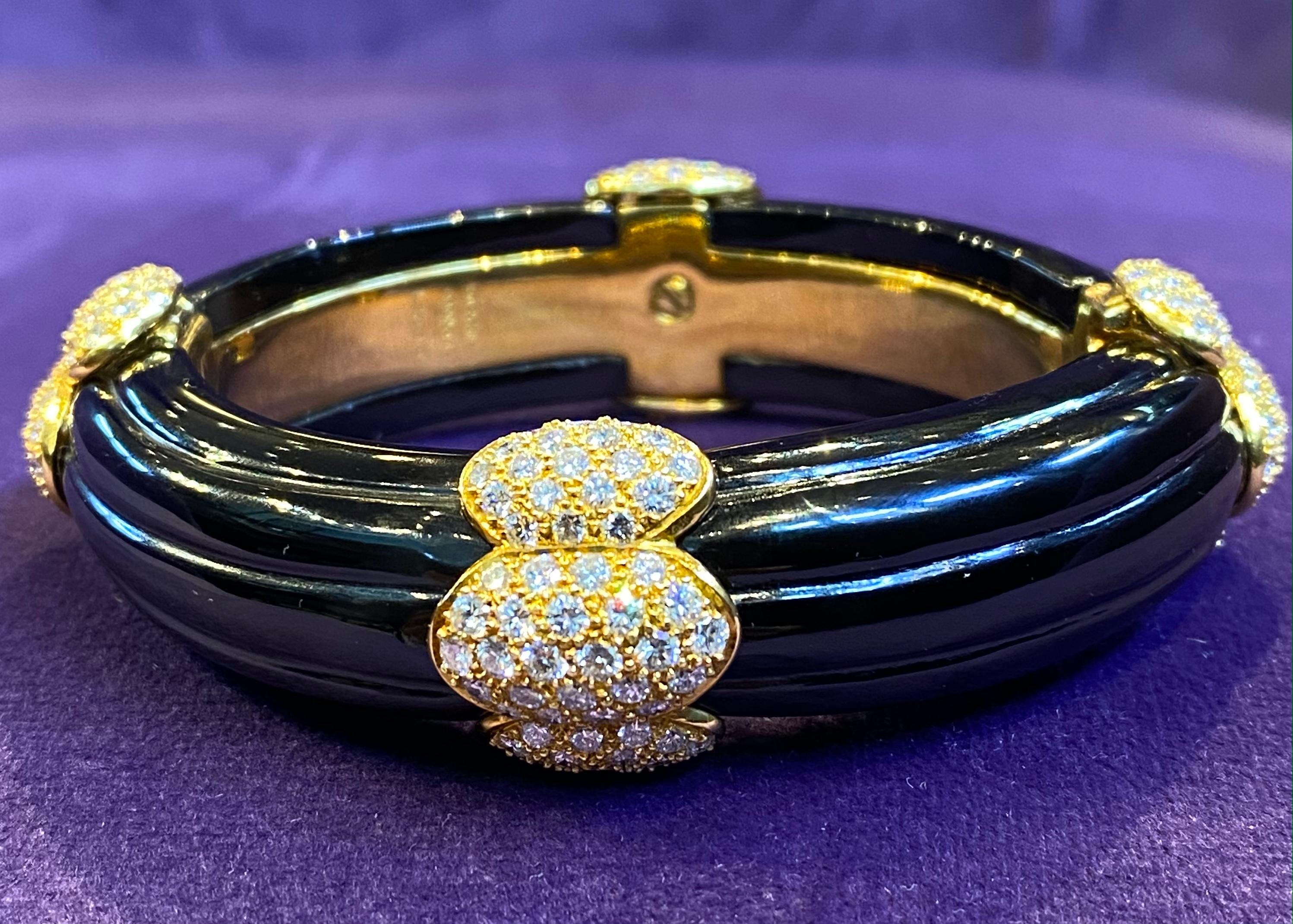 Onyx and Diamond Bangle Bracelet by Van Cleef & Arpels 1