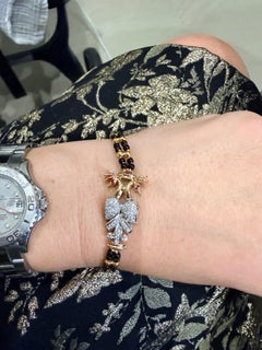 Armband aus Onyx und Diamanten, 18-karätiges Gold, Künstler unbekannt