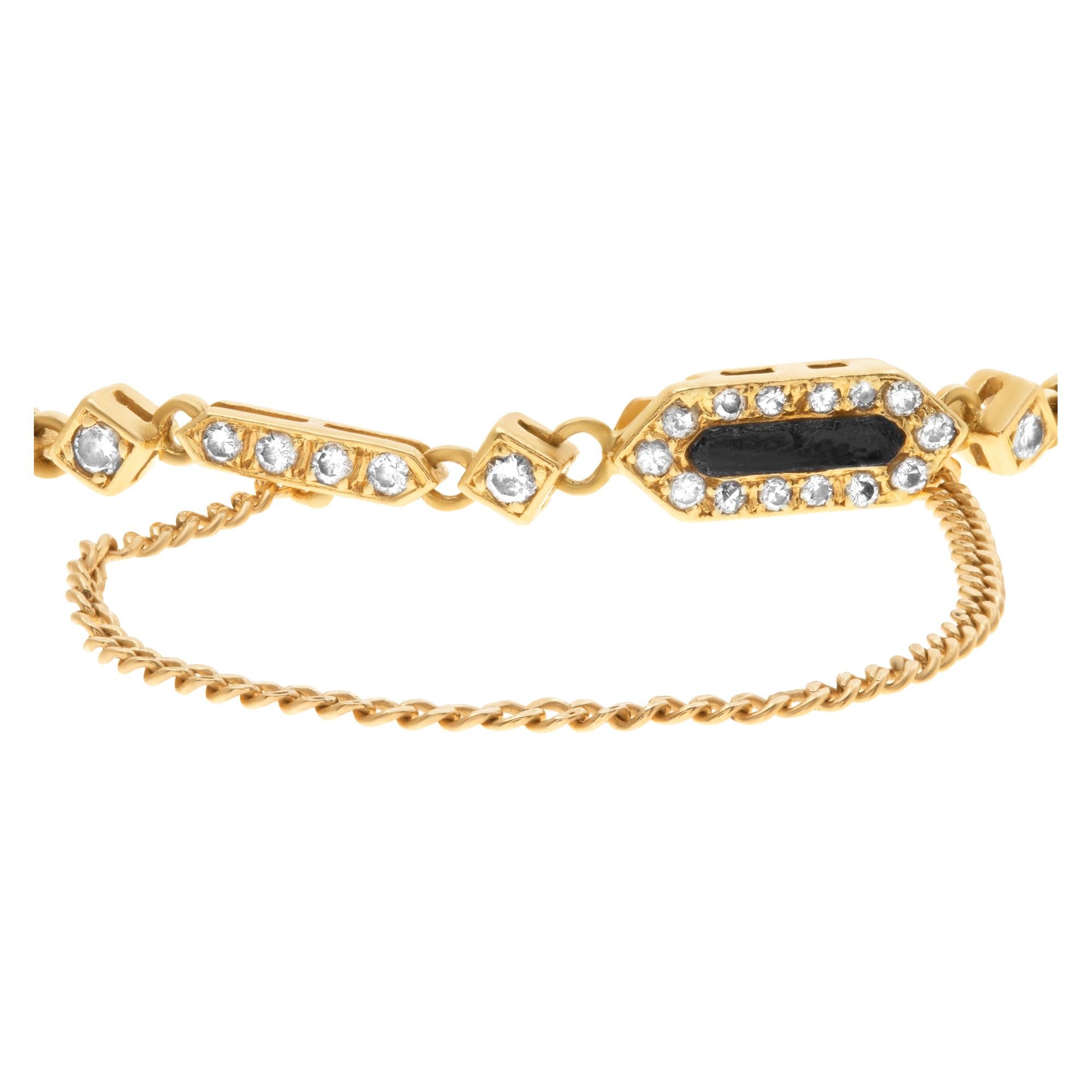 Onyx and Diamond Bracelet in 18k Gold, with Approximately 1.50 Carat For Sale 1