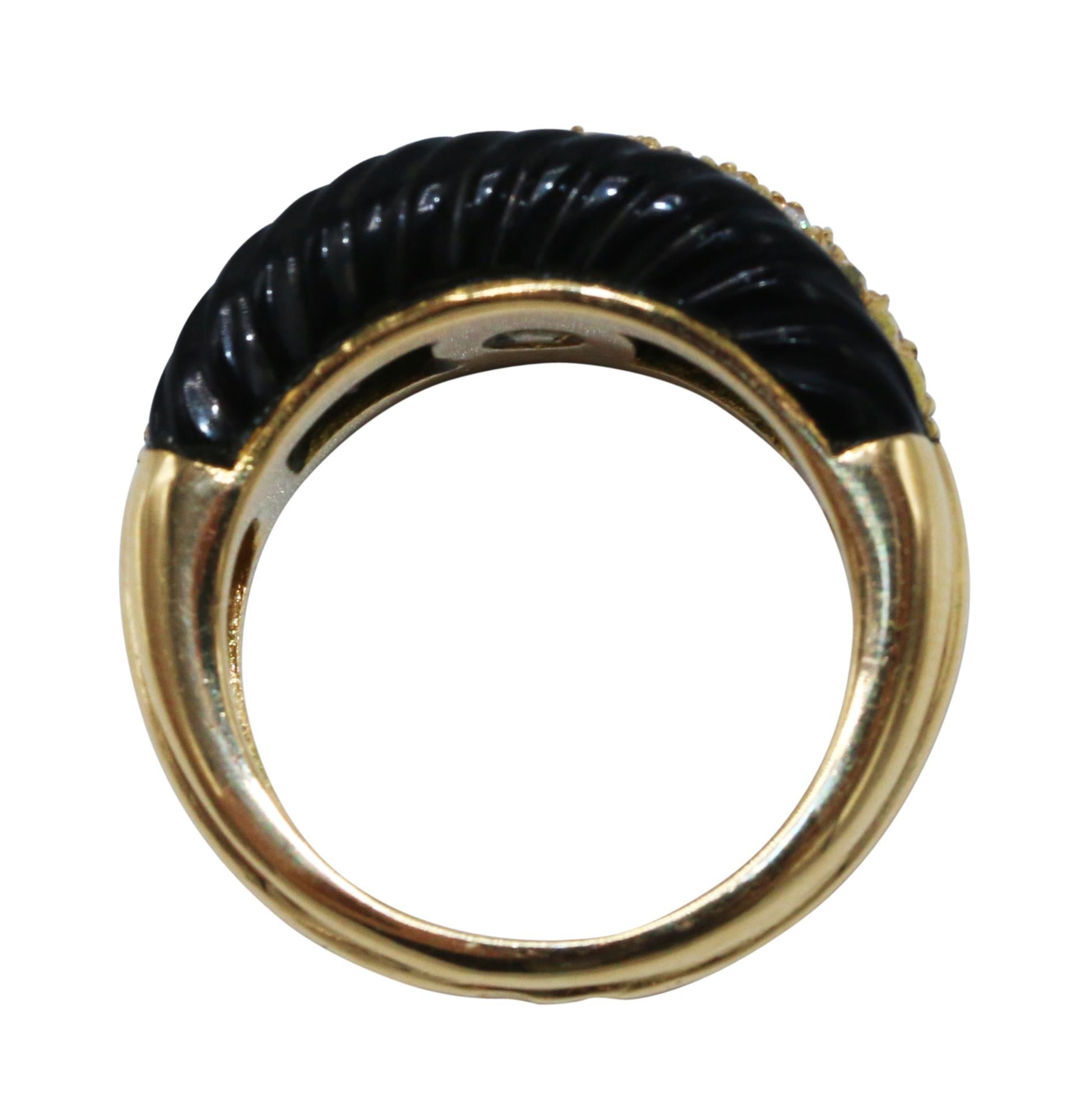 Women's or Men's Onyx and Diamond Cocktail Ring