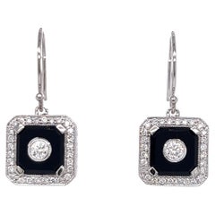 Onyx and Diamond Dangle Earrings