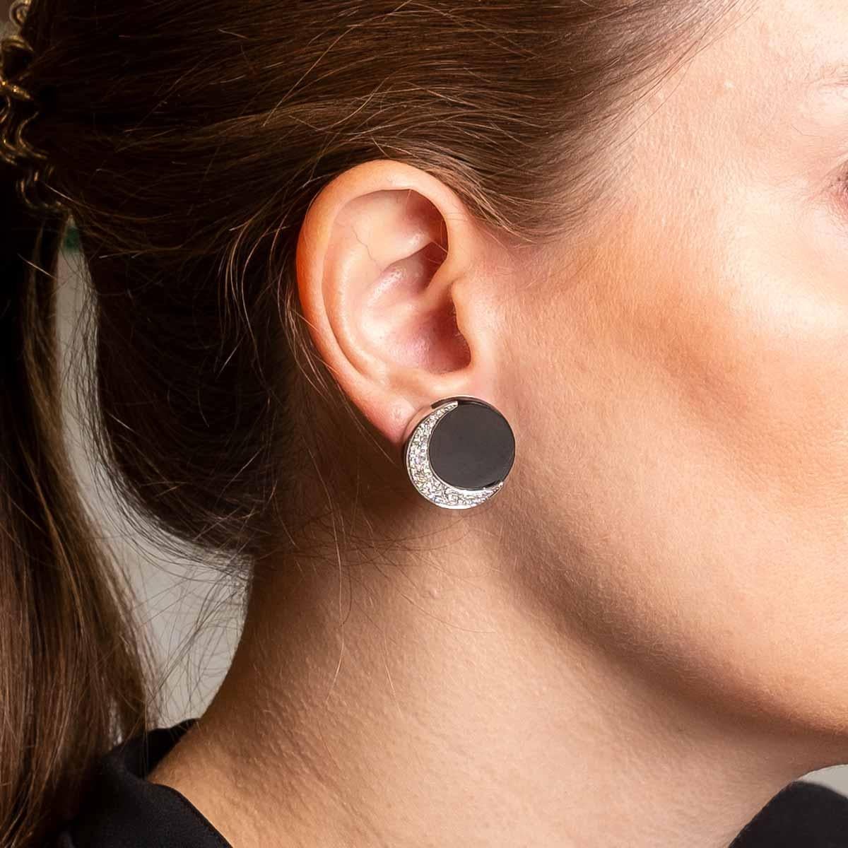 Onyx and diamond earrings In Good Condition For Sale In Milano, MI