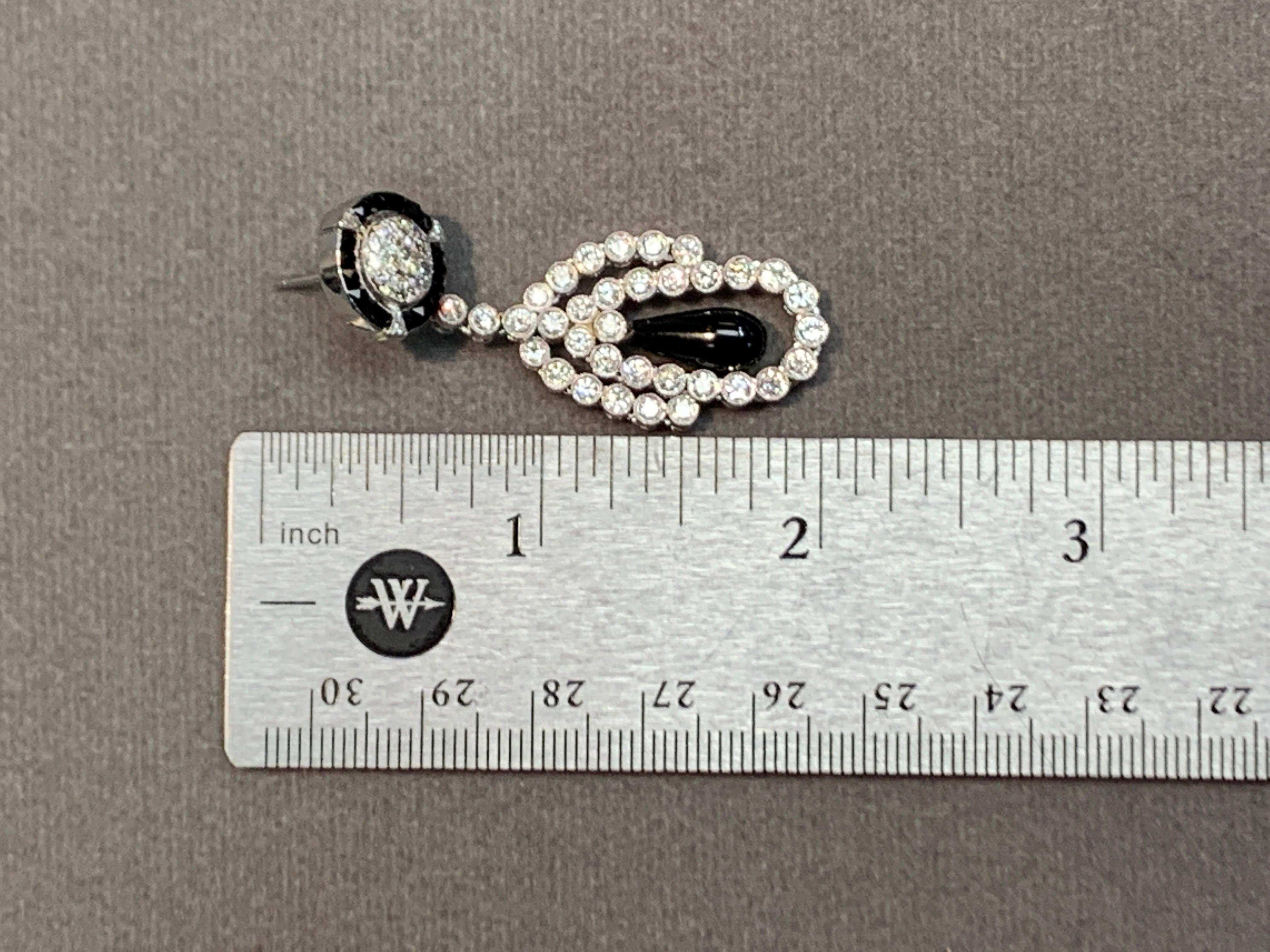 Onyx and Diamond Earrings In Excellent Condition For Sale In New York, NY