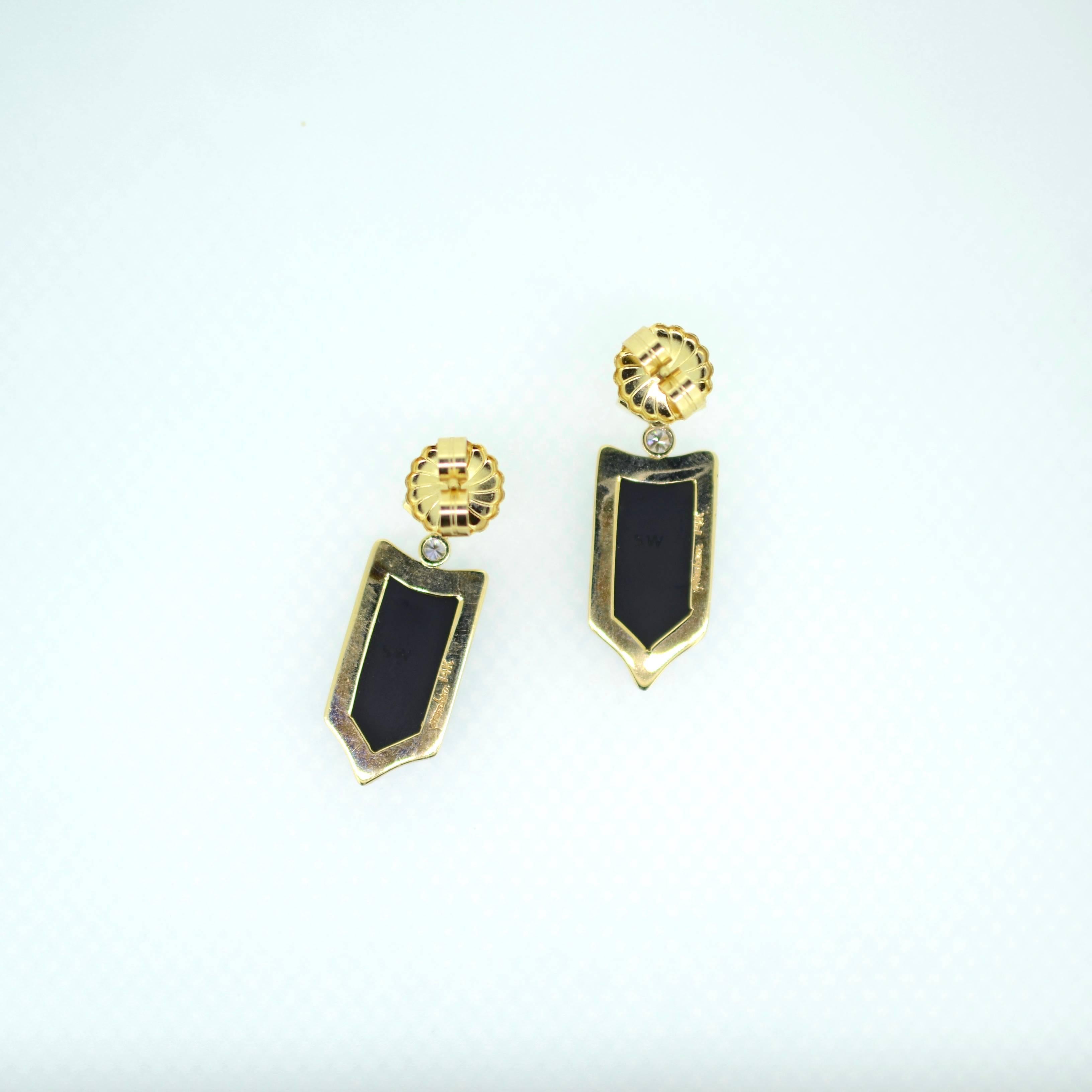 Women's Onyx and Diamond Earrings For Sale