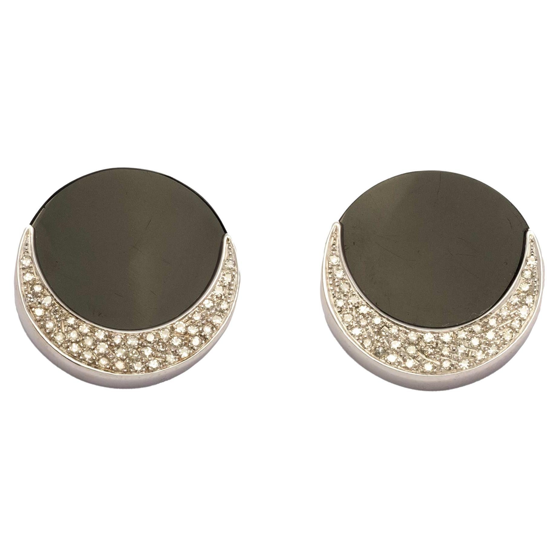 Onyx and diamond earrings