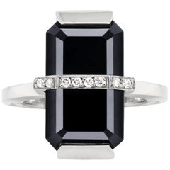 Onyx and Diamond Efva Attling 'Little Bend Over' 18 Carat Gold Ring