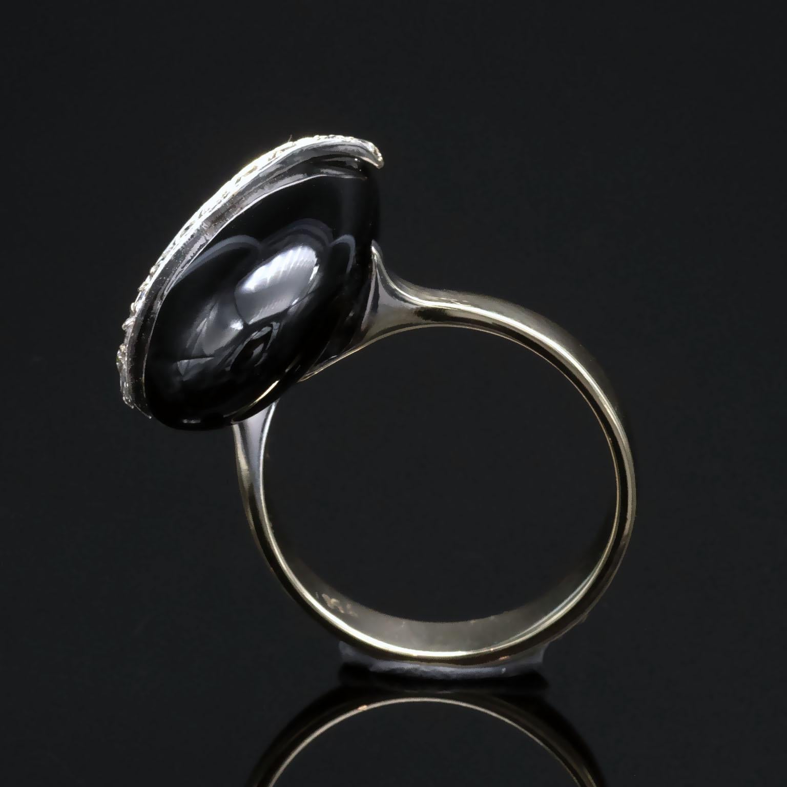 Onyx and Diamond Gold Ring 1