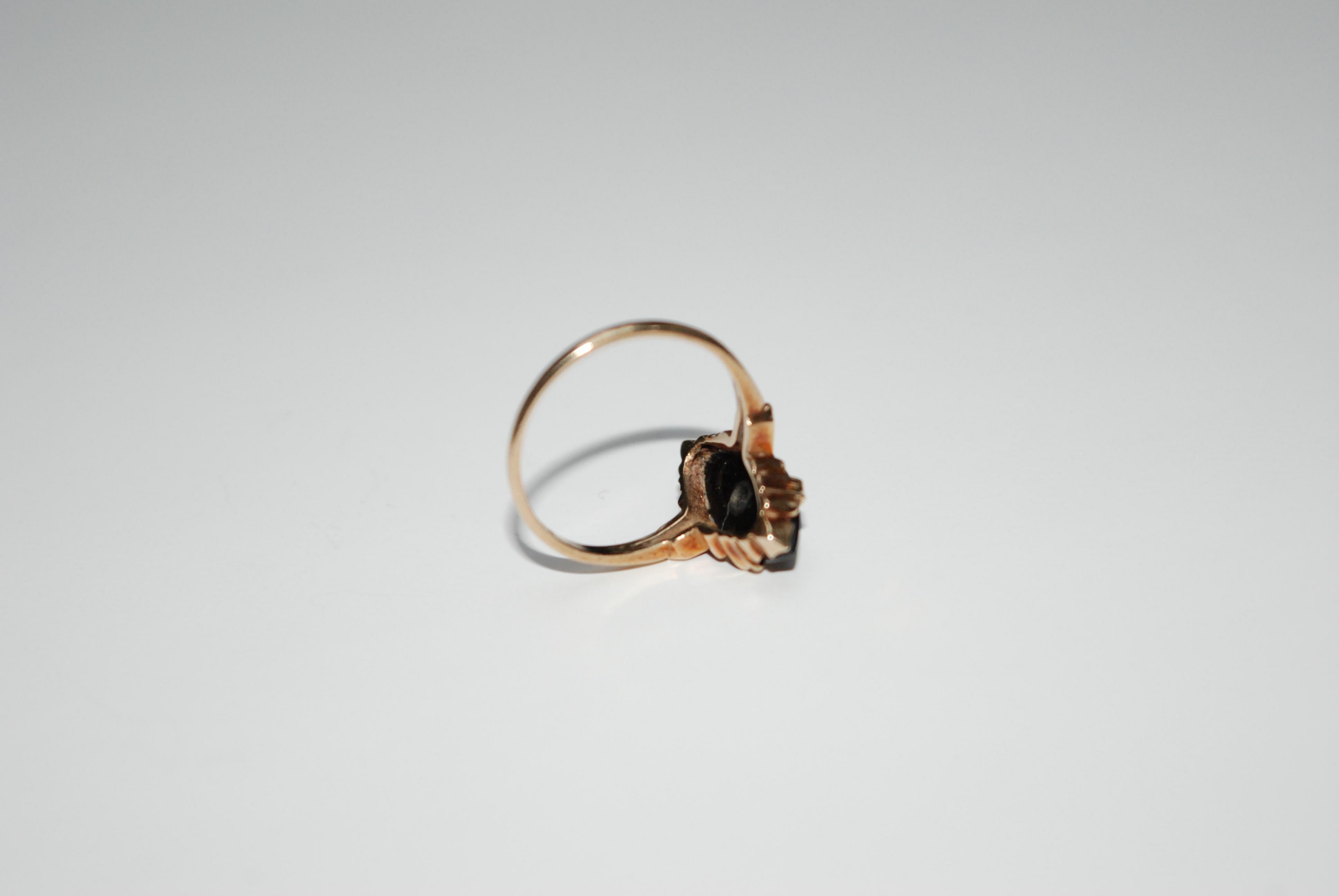 Marquise Cut Onyx and Diamond Marquise Ring For Sale