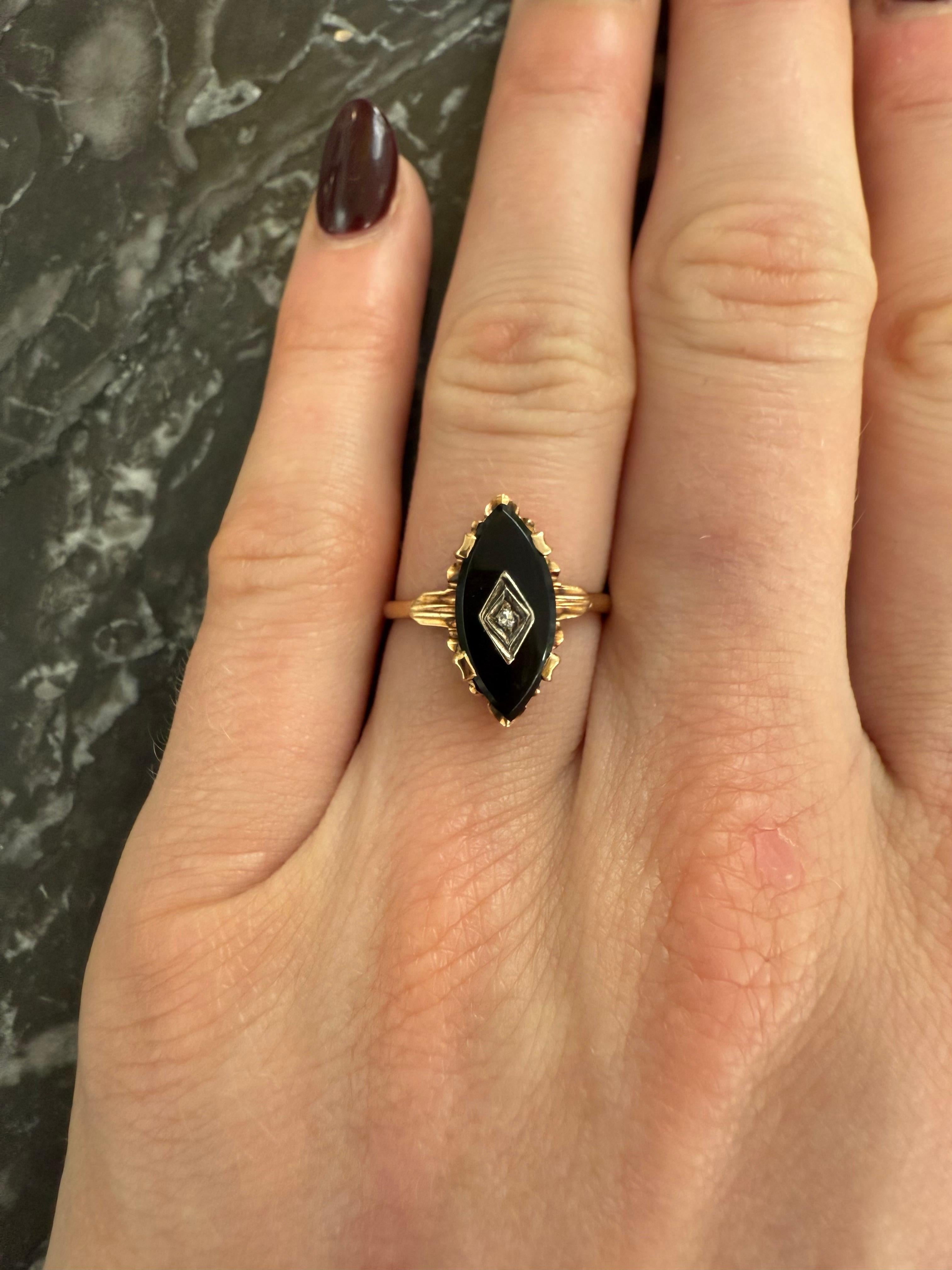 Anello Marquise con onice e diamanti In condizioni buone in vendita a London, GB