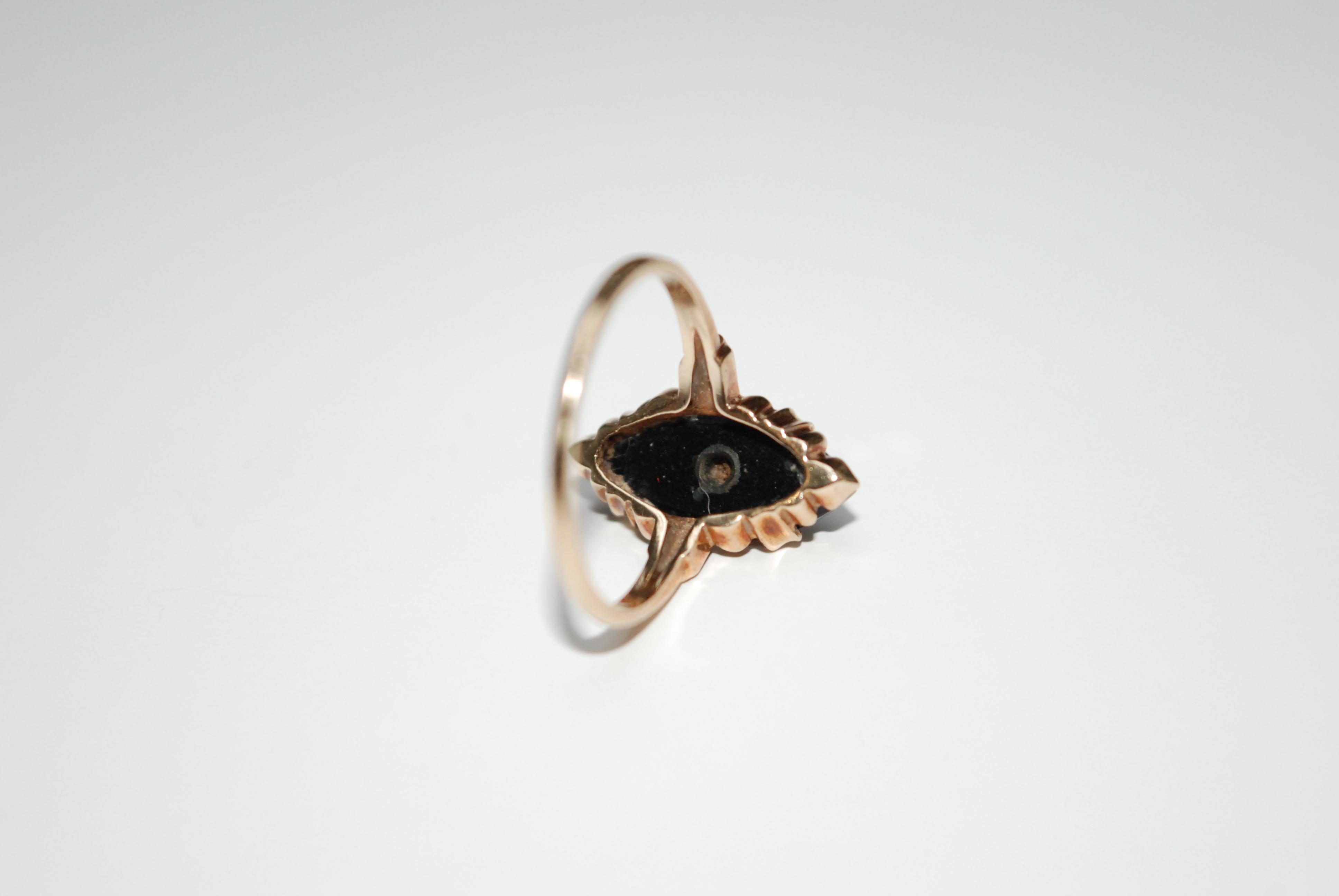 Women's or Men's Onyx and Diamond Marquise Ring For Sale