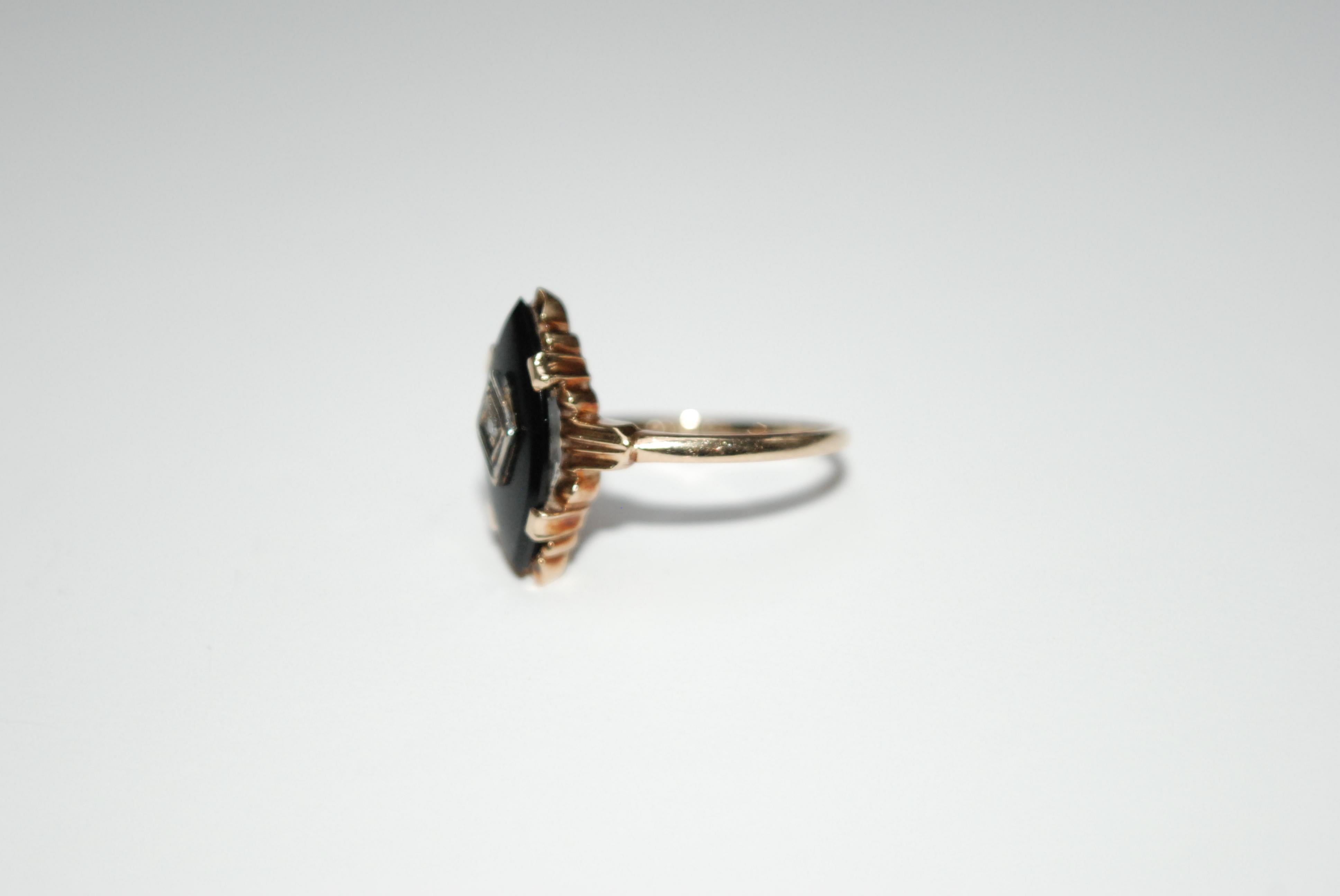 Onyx and Diamond Marquise Ring For Sale 1