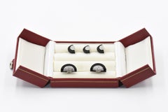 Onyx and Diamond Men's White Gold Stud Set Cufflinks with Three Studs