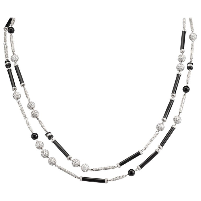 Onyx and Diamond Necklace by Tiffany and Co. For Sale at 1stdibs
