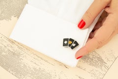 Onyx and Diamond Playing Card Cufflinks 18k Gold Design by Ella Gafter