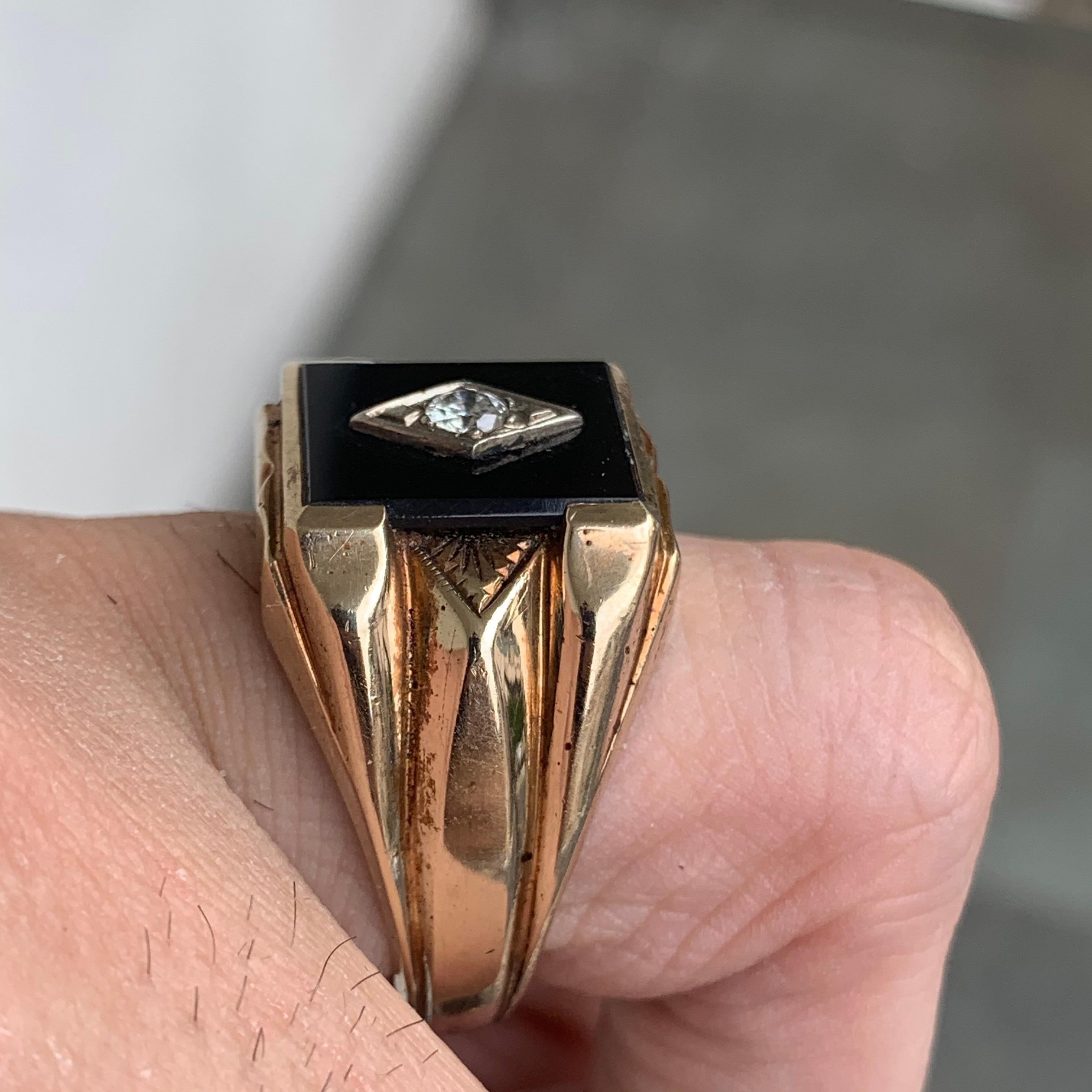 Marquise Cut Onyx and Diamond Ring, Diamond For Sale