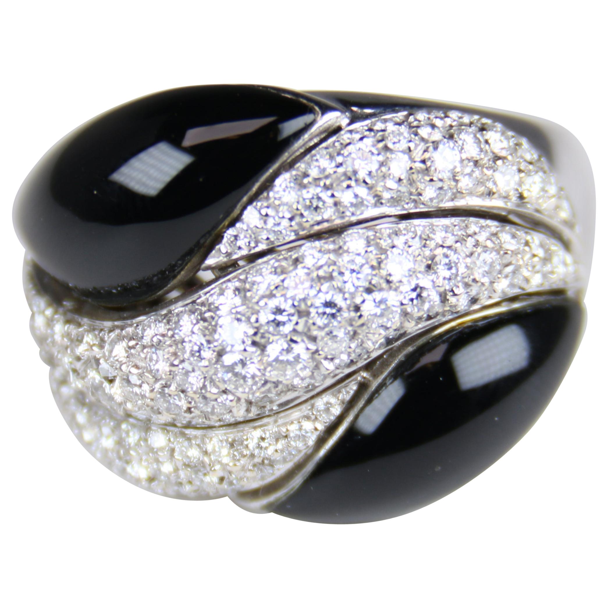 Onyx and Diamond Ring For Sale