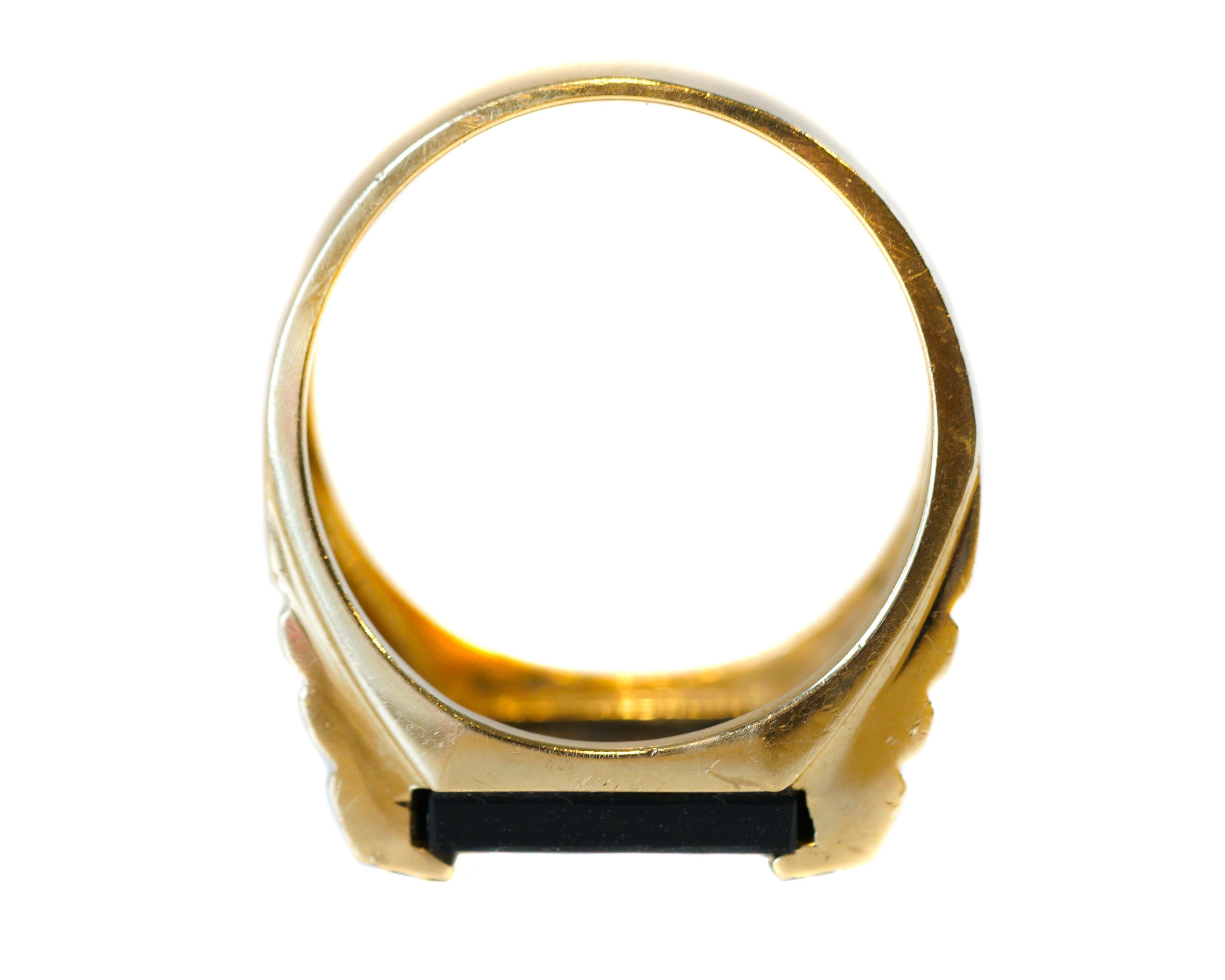 Onyx and Diamond Two-Tone Gold Men's Ring 3
