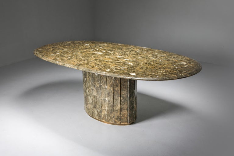 French Onyx and Gold Leaf Marble Dining Table by Maison Charles For Sale