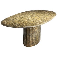 Onyx and Gold Leaf Marble Dining Table by Maison Charles