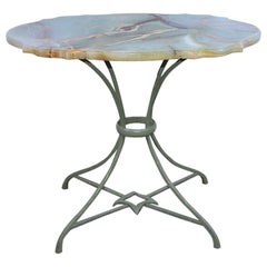 Onyx and Metal Base Side Table