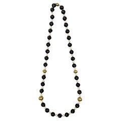 Onyx and Pearl Bead Necklace
