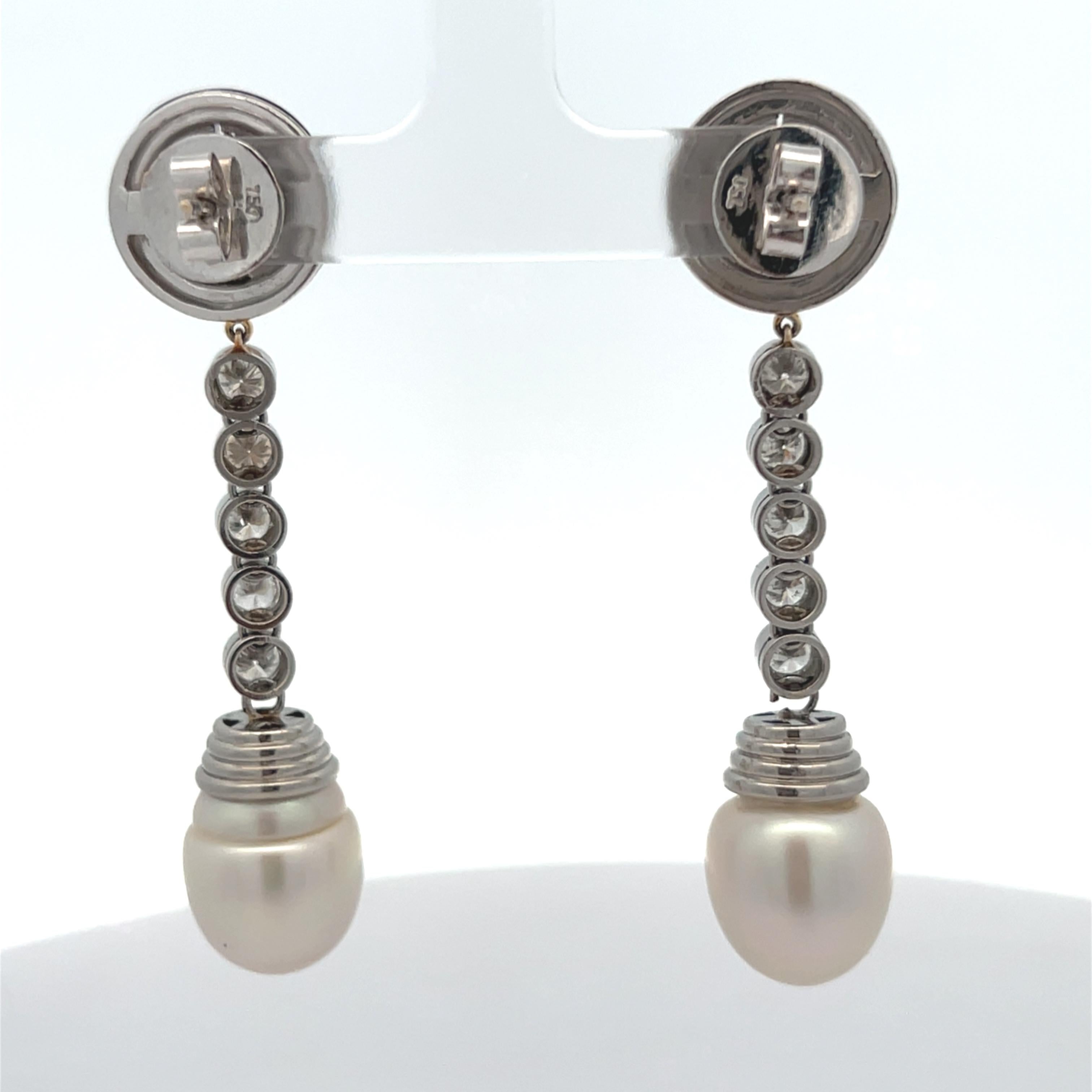 Onyx and Pearl Diamond Earrings For Sale 2