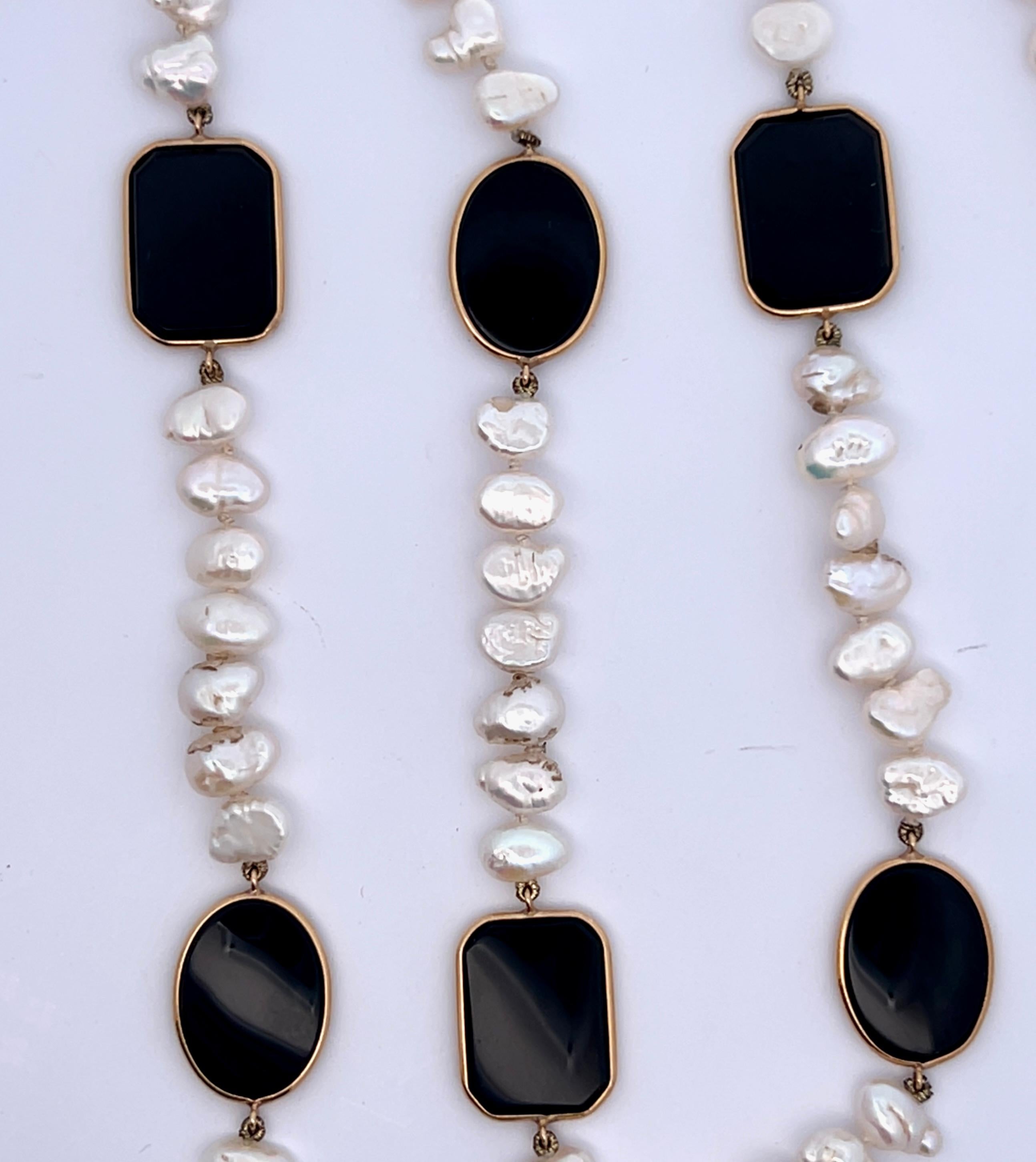 Collana di onice e perle in vendita 1