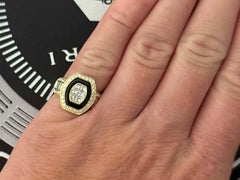 Onyx and Princess Cut, Brilliant Cut and Baguette Cut Diamond Ring 18k Gold