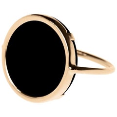 Onyx and Rose Gold 18 Karat Fashion Ring